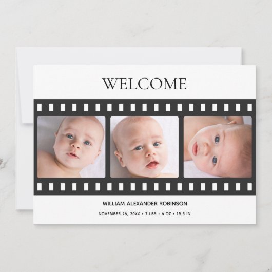 Baby Foto Elegante Filmstrip Klasse Ankündigung (Vorderseite)