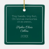 Baby Foto Emerald Green Modern Christmas Script Keramikornament (Rückseite)