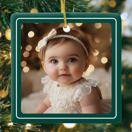 Baby Foto Emerald Green Modern Christmas Script Keramikornament