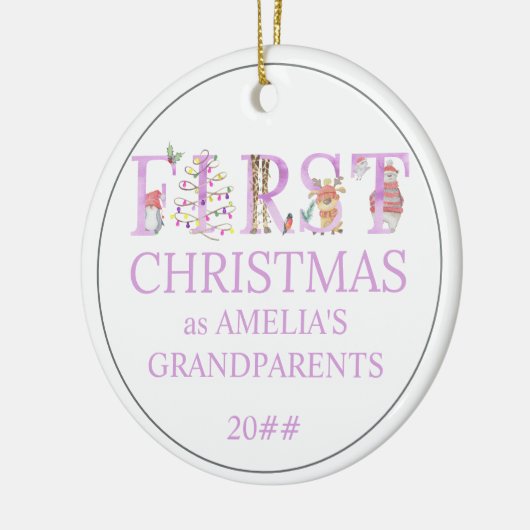 Baby Foto Erste Weihnachten als Großeltern Niedlic Keramik Ornament (Links)