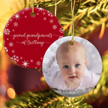 Baby Foto Erste Weihnachtsschneeflocken Großeltern
