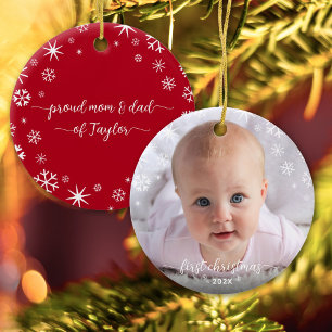 Baby Foto Erste Weihnachtsschneeflocken Neue Elter Keramik Ornament