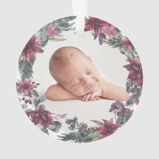 Baby Foto Erster Weihnachtsfeiertag Ornament (Rückseite)
