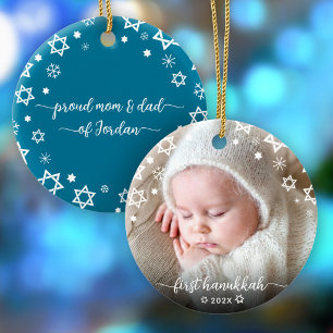 Baby-Foto Erstes Chanukka Neue Eltern Davidstern Keramik Ornament