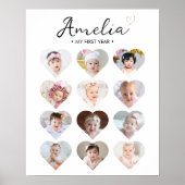 Baby Foto erstes Jahr Meilenstein Unterzeichnung Poster (Vorne)