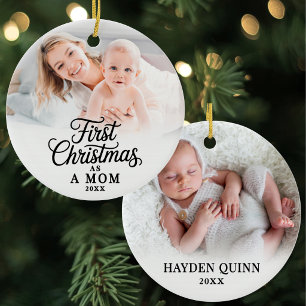 Baby-Foto Erstes Weihnachten als Mutter Keramik Ornament
