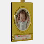 Baby Foto First Christmas Deer Banner-Ornament Gold (Rechts)