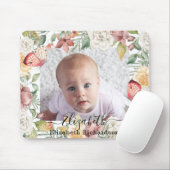 Baby Foto Floral Rose Pink Butterfly Botanisch Mousepad (Mit Mouse)