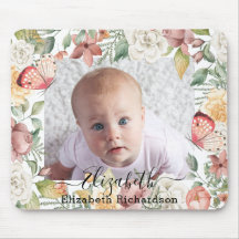 Baby Foto Floral Rose Pink Butterfly Botanisch
