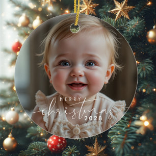 Baby-Foto Frohe Weihnachten Modern Keramik Ornament