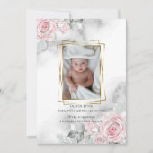 Baby Foto Geburtsankündigung Pink Floral Einladung (Vorderseite)
