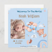 BABY FOTO GEBURTSANKÜNDIGUNG - TEDDY BEAR SAVE THE DATE (Vorne/Hinten)