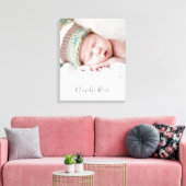 BABY FOTO GEBURTSDATUM fett grau Leinwanddruck (Insitu (Wohnzimmer))