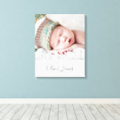 BABY FOTO GEBURTSDATUM niedlicher Typ Blassgrau Leinwanddruck (Insitu (Holzboden))