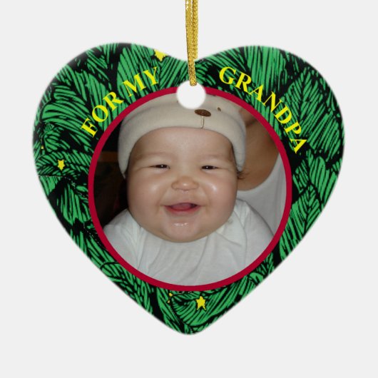 Baby Foto Geschenk Tag & Ornament für Opa (Vorne)