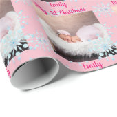 Baby FOTO GiftWrap - 1. Christmas Pink Girl Geschenkpapier (Rolleneckpunkt)