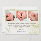 Baby Foto & Golden Blätter Geburtsankündigungskart (Rückseite)