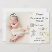 Baby Foto & Golden Blätter Geburtsankündigungskart (Vorderseite)