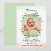 Baby Foto Greenery Modern Baby Birth Ankündigung (Vorne/Hinten)