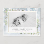 Baby Foto Greenery Snow Winter Birth Vielen Dank Postkarte (Vorderseite)