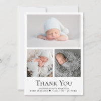 Baby Foto Grid Birth Stats Schwarz-weiß