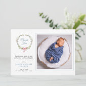 Baby Foto grün Vielen Dank Ankündigung (Stehend Vorderseite)