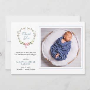 Baby Foto grün Vielen Dank Ankündigung