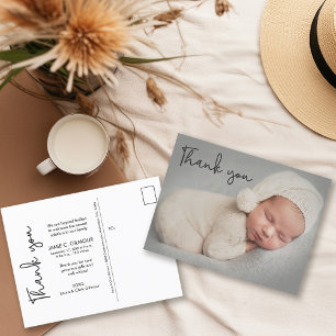 Baby Foto Handletting Script Birth Ankündigungspostkarte