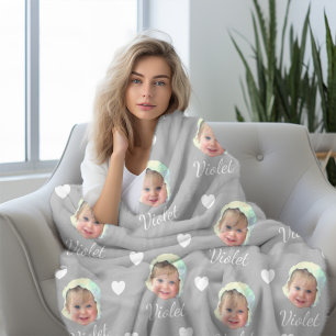 Baby-Foto, Kalligrafie, Personalisierter Wiederhol Fleecedecke