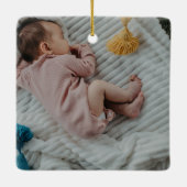 Baby Foto Keepake Name Geburtsdatum Stationen Keramikornament (Rückseite)