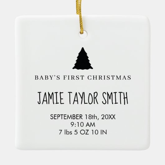 Baby Foto Keepake Name Geburtsdatum Stationen Keramikornament (Vorderseite)