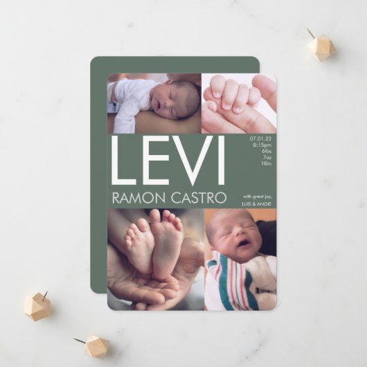 BABY FOTO KÜNDIGKEIT ANKÜNDIGUNG (Vorderseite/Rückseite Beispiel)