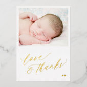 Baby Foto Liebe dank Goldfolie danke Karte (Vorderseite)