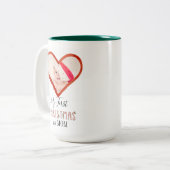 Baby Foto meine ersten Weihnachten als Mama Liebe Zweifarbige Tasse (Vorderseite Links)