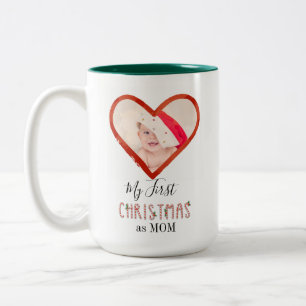 Baby Foto meine ersten Weihnachten als Mama Liebe Zweifarbige Tasse