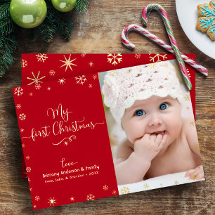 Baby Foto Meine ersten Weihnachtsschneeflocken Rea Folien Feiertagskarte