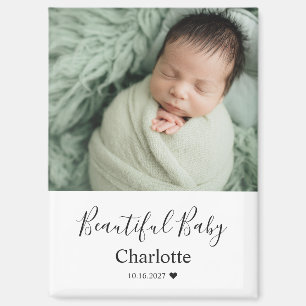 Baby-Foto mit individuellem Namen als Erinnerungss Magnet
