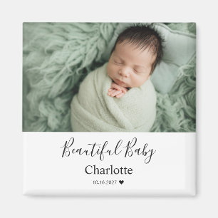 Baby-Foto mit individuellem Namen als Erinnerungss Magnet