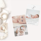 Baby Foto Modern Monogram Laurel Birth Ankündigung