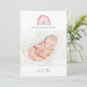 Baby Foto Modern Pastel Rainbow Birth Ankündigung (Stehend Vorderseite)