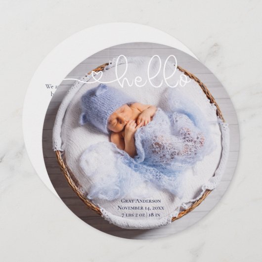 Baby Foto Moderne Elegante Geburtsankündigung Einladung (Vorne/Hinten)