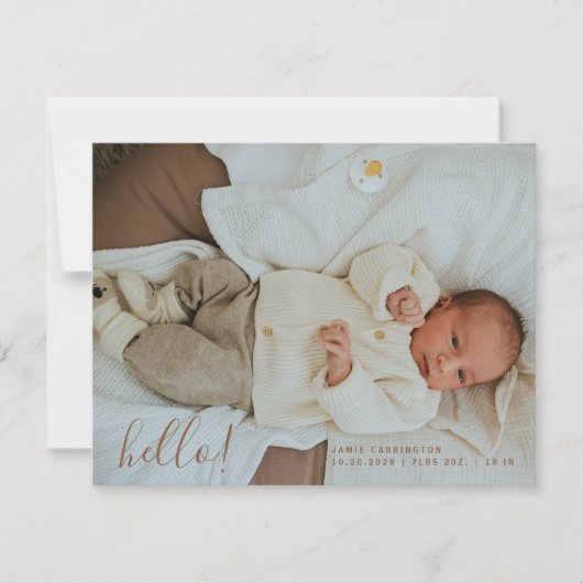 Baby Foto Moderne Geburt Ankündigung (Vorderseite)