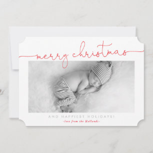 BABY FOTO Moderne Kalligraphie frohe Weihnachtsrot Feiertagskarte