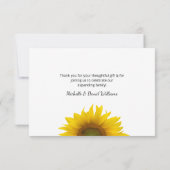 Baby Foto Moderne Sonnenblume Einfache Dusche Dankeskarte (Rückseite)