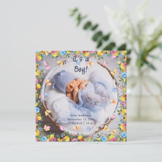 Baby Foto Moderne Whimsical Birth Ankündigung (Stehend Vorderseite)