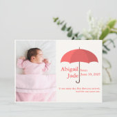 Baby Foto, Name, Datum, Roter Schirm Ankündigung (Stehend Vorderseite)