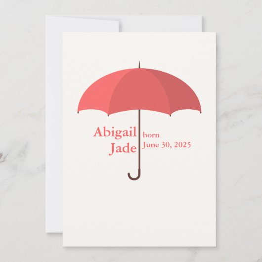 Baby Foto, Name, Datum, Roter Schirm Ankündigung (Rückseite)