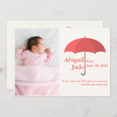 Baby Foto, Name, Datum, Roter Schirm Ankündigung (Vorne/Hinten)
