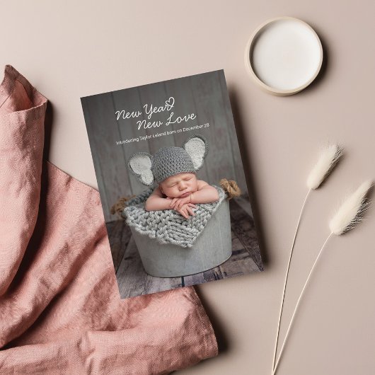 Baby Foto Neujahr Neue Liebe Geburtserklärung Mitteilungskarte