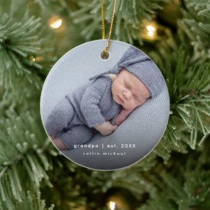 Baby-Foto Opa Gründungsjahr Andenken Keramik Ornament